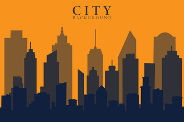 Panoramic urban modern city landscape. Vector illustration.