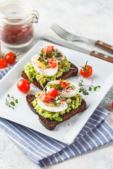 Toast with avocado and egg