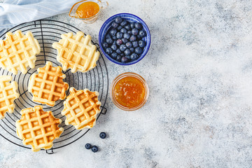 Home made Belgian waffles served with berries