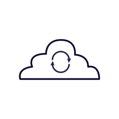 Cloud computing with arrows line style icon vector design