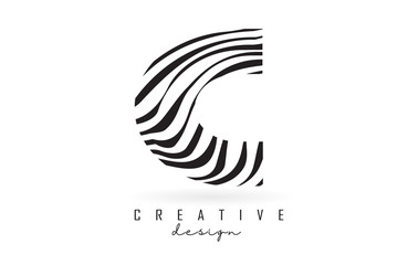 Black and White Zebra C Letter Logo Design.