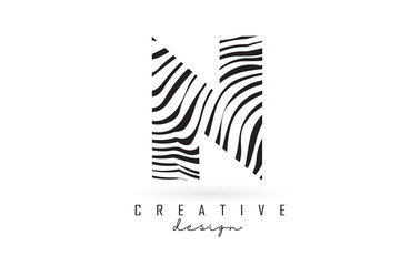 Black and White Zebra N Letter Logo Design.