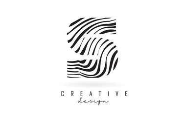 Black and White Zebra S Letter Logo Design.