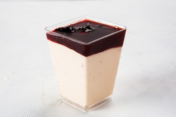 Chocolate dessert served in a small plastic cup