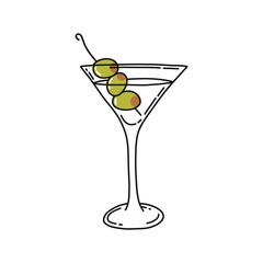 martini cocktail doodle icon, vector illustration