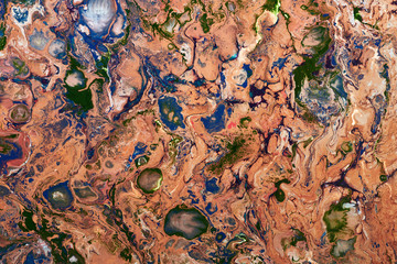  Fluid Art. Abstract colorful background, wallpaper. Mixing  paints. Modern art. Marble texture. Spellbinding abstract cosmic landscape..