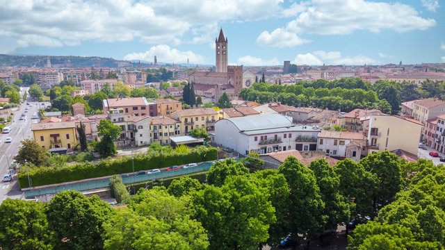 Aerial view of the San Zeno district, Verona, Italy, Verona City