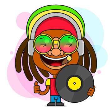 Man With Dreadlocks Hairstyle For Rastafarian And Reggae Theme Illustration Suitable For Greeting Card, Poster Or T-shirt Printing.