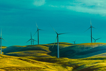wind turbines in the mountains