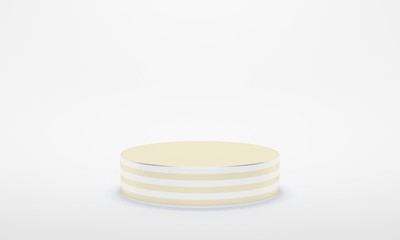 Striped podium on a white background. 3d rendering