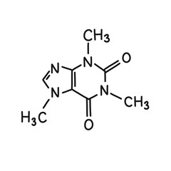 caffeine molecular formula doodle icon, vector illustration
