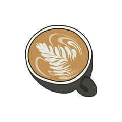 coffee latte art doodle icon, vector illustration