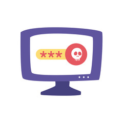 Computer with skull flat style icon vector design