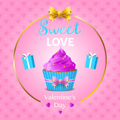 Valentines day invitation, sweet love. Template banner, flyer. Vector illustration