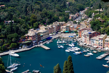 Fototapeta na wymiar Widok na zatokę, port - Portofino, Włochy