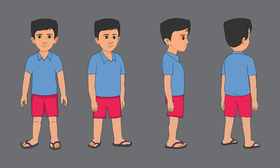 Young boy cartoon character turnaround