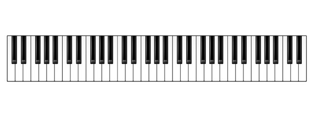 Realistic piano keys. Musical instrument keyboard. Vector illustration. © 32 pixels