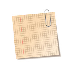 Realistic sticky note sheet. Blank lined paper. Vector illustration.
