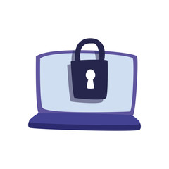 Padlock inside laptop flat style icon vector design
