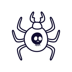 Spider with skull line style icon vector design