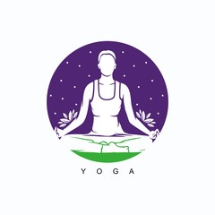 Yoga woman vector design and icon. one style of yoga pose and illustration