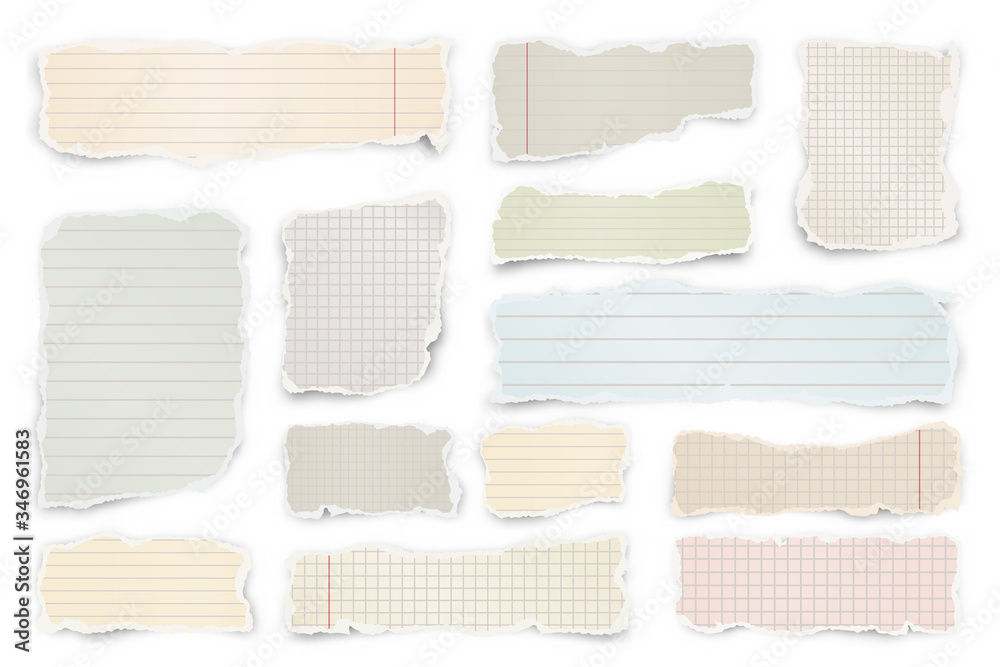 Canvas Prints ripped colored paper strips. realistic crumpled paper scraps with torn edges. lined shreds of notebo