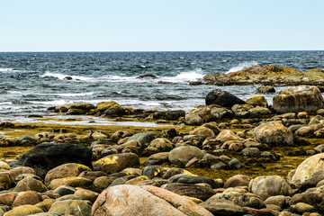 St. Lawrence Seaway and rocky beach of Green Point. Gros Morne National Park, Newfoundland, Canada