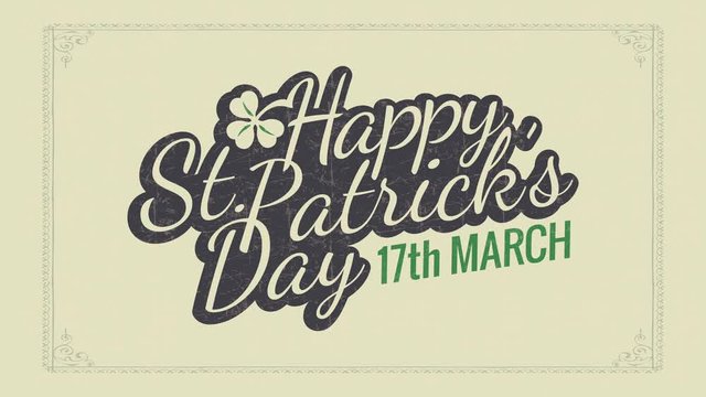 happy saint patricks day typography concept for holiday date reminder and celebration party using curly lettering and 17th march