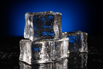 ice cubes on black background