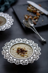 
Phirni, a traditional and delicious indian style milk and rice based creamy dessert, served in special occasions 