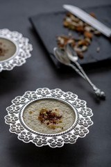 
Phirni, a traditional and delicious indian style milk and rice based creamy dessert, served in special occasions 