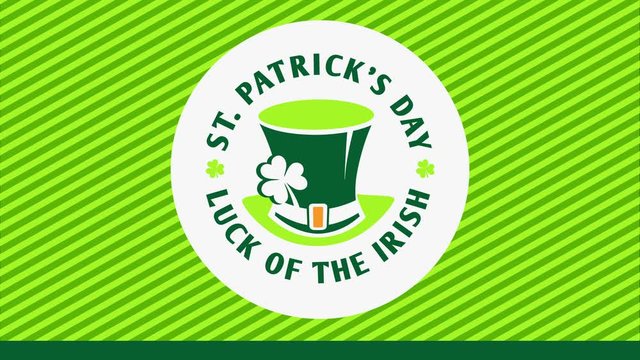 st patricks day ad to promote irish holiday tradition with lettering forming circle around leprechaun hat with a shamrock on its belt