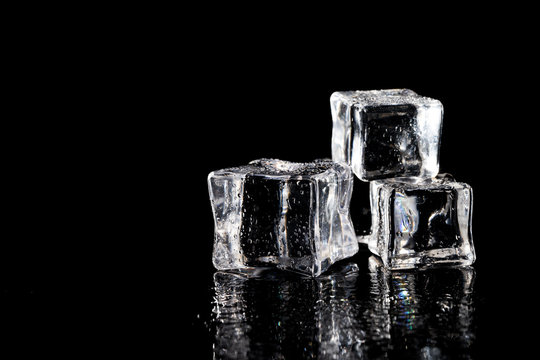 ice cubes on black background