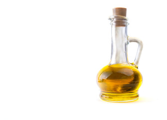 bottle with sunflower seed oil on a white isolated background
