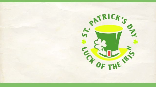 st patricks day notepad show with symbolic elf cap sketch on top of wrinkled cardboard texture