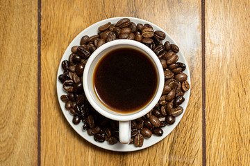 cup of coffee on a wood