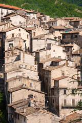 Picturesque small town or village in Italy. Panoramic view of old houses