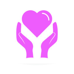 Heart in hand icon vector. Heart love love volunteer work. Symbol of love, logo sign. Vector illustration. eps 10