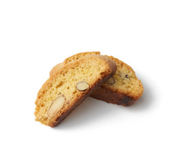 baked piece Italian almond biscotti, cantuccini cookies, traditional italian Christmas, New Year dry cookies