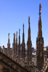 Pinnacles with statues of Duomo di Milano