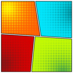 Cartoon comic backgrounds set. Comics book colorful poster with halftone elements. Retro Pop Art style. Vector illustration.