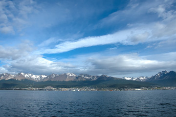 Ushuaia, Argentina from a boat.