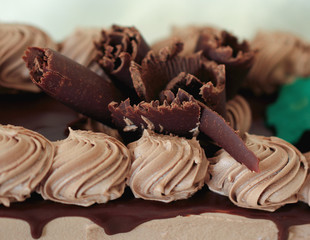 New Year's treat.Cake decorated with brown cream