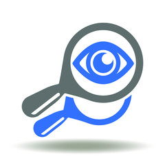 Magnifying Glass Eye Icon Vector. Search Logo. Research Analysis Look Illustration. Control Investigation Symbol.