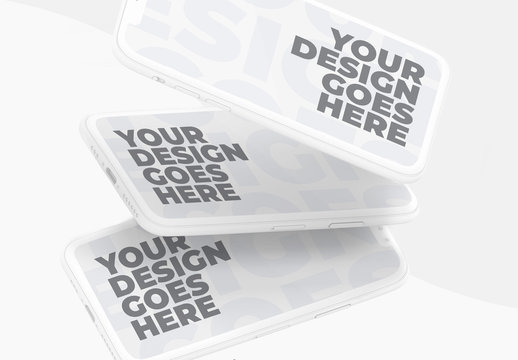 Isometric White Clay Smartphone Mockups