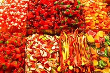 candies and jelly beans in different colors