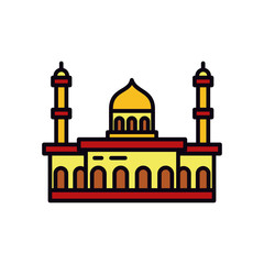 arabic mosque icon, line and fill style