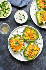 Baked green bell peppers