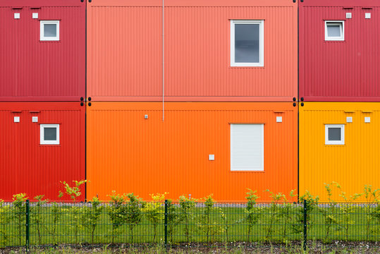 Colorful two-story container building