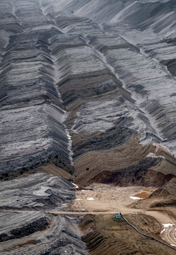 Germany, North Rhine-Westphalia, Hambach, High angle view of overburden of lignite open-pit mine